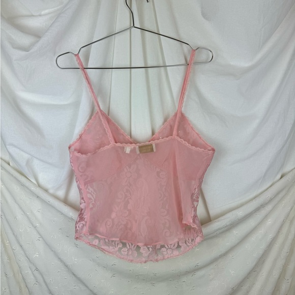 Vintage Y2K Victoria Secret Gold Label Pink Lace Sheer Top - Picture 4 of 4